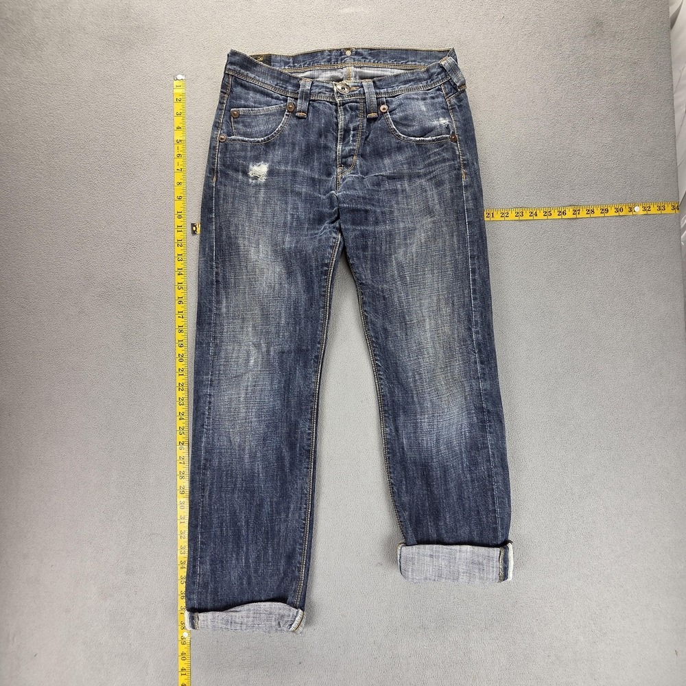 Lee Jeans Mens 31x32 Blue Selvedge Ripley Regular Straight Whiskers Y2K